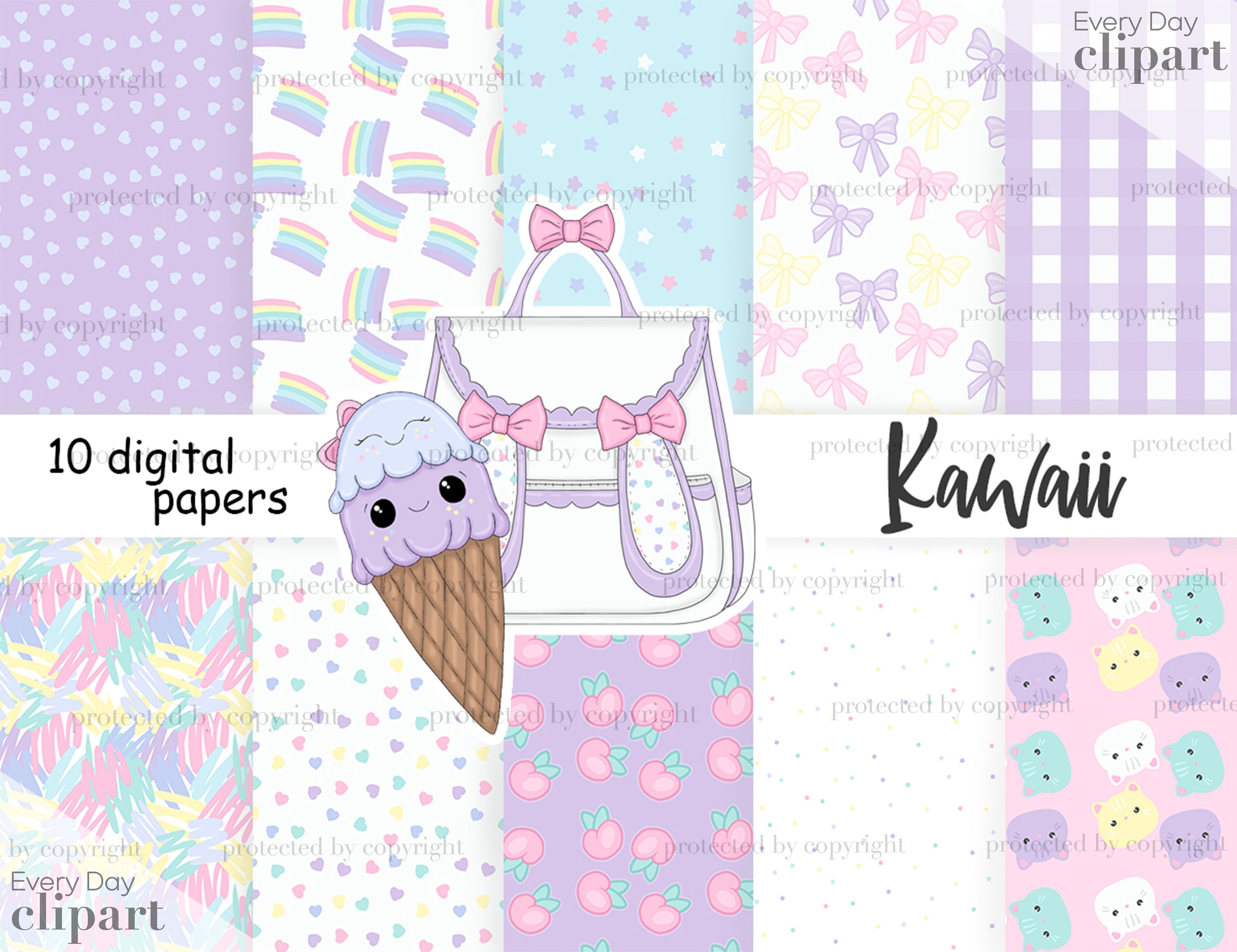 Kawaii Digital Paper for Scrapbook Kawaii Digital Pattern - Etsy