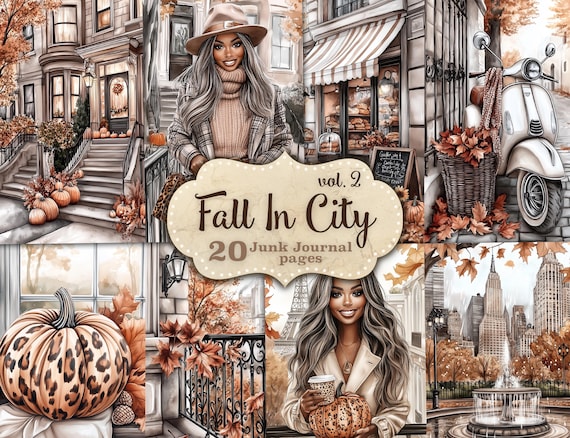 African American Woman Fall Journal: Urban Autumn Collage (Digital Download)