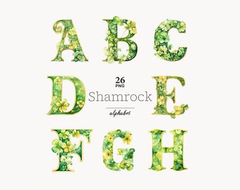 St. Patrick's Day Kleeblatt Alphabet Cliparts (PNG)