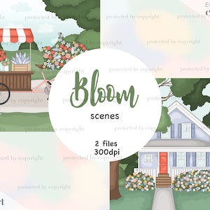 spring garden clipart, wildflower clip art, digital spring flowers clipart, Flower shop clipart, spring scene clipart, flower garden clipart