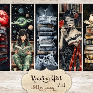 Digitale Lesezeichen für Frauen print and cut Lesezeichen gesetzt Lesezeichen Instant Download lesen Mädchen Lesezeichen Lesezeichen Sublimation Stapel Bücher