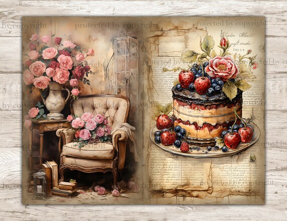 Red Roses Junk Journal Pages – Vintage Floral Printable