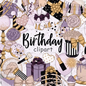 Clipart de menina de festa de aniversário png, festa de aniversário, aniversário de menina, saudação de feliz aniversário, download instantâneo, PNG, arquivos de clipart de celebração