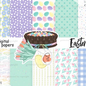 easter digital paper, spring easter seamless pattern, cute easter pattern, floral paper, Spring Paper Pack, Spring Paper Pack, bunny paper