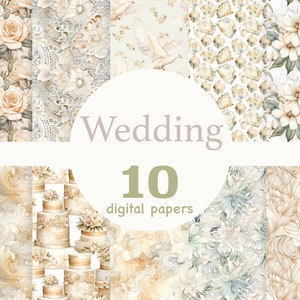 Aquarell Hochzeit Papier Pack, Hochzeit Muster, beere grün Papier, Grün und Gold Design