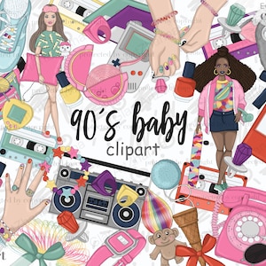90s clipart, 90s clipart, retro clip art collection, nostalgia clipart,1990 Clipart For planner, Back To The 90&#39;s clipart, 90’s Image