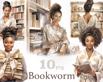 Rat de bibliothèque png fille noire, lecture de clipart femme noire, fille noire et livre png, femme noire dans la bibliothèque png, lecture fille afro-américaine png