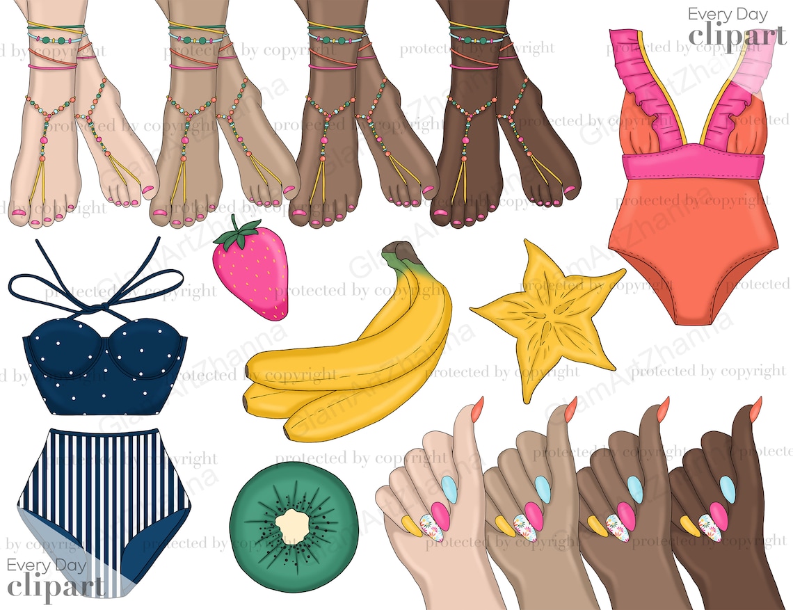 Summer Clipart for Commercial Use Girls Clipart PNG for - Etsy
