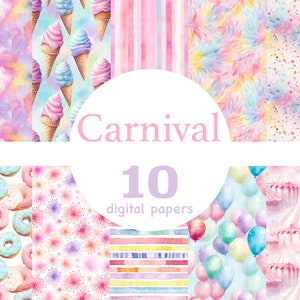 Carnival digital paper, Carnival seamless pattern, Fair Festival paper, Carnival Scrapbooking, amusement park paper, attraction park paper