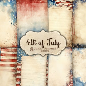 Effimera del 4 luglio, carta per album del Giorno dell'Indipendenza, album con bandiera americana, stampabile a stelle e strisce, pagina del diario spazzatura patriottico
