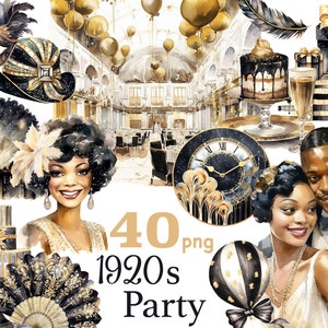 Festa degli anni '20 png, clipart invito matrimonio Art deco, clipart ragazza flapper nera, clipart matrimonio nero, clipart art nouveau, ragazza glamour