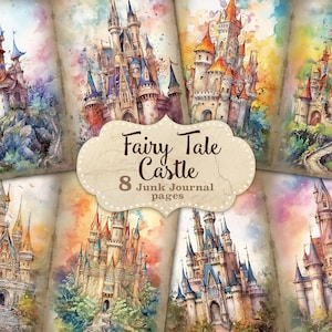 Fairytale Castle Junk Journal, Magic Scrapbooking Paper, Watercolor Junk Journal, Vintage Junk Journal Pages, Fantasy Digital Collage Sheet