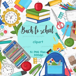 Imágenes prediseñadas de estudio, imágenes prediseñadas de primaria para pegatinas de planificador, imágenes prediseñadas de la universidad, imágenes prediseñadas de papelería, imágenes prediseñadas de regreso a la escuela, imagen de la escuela