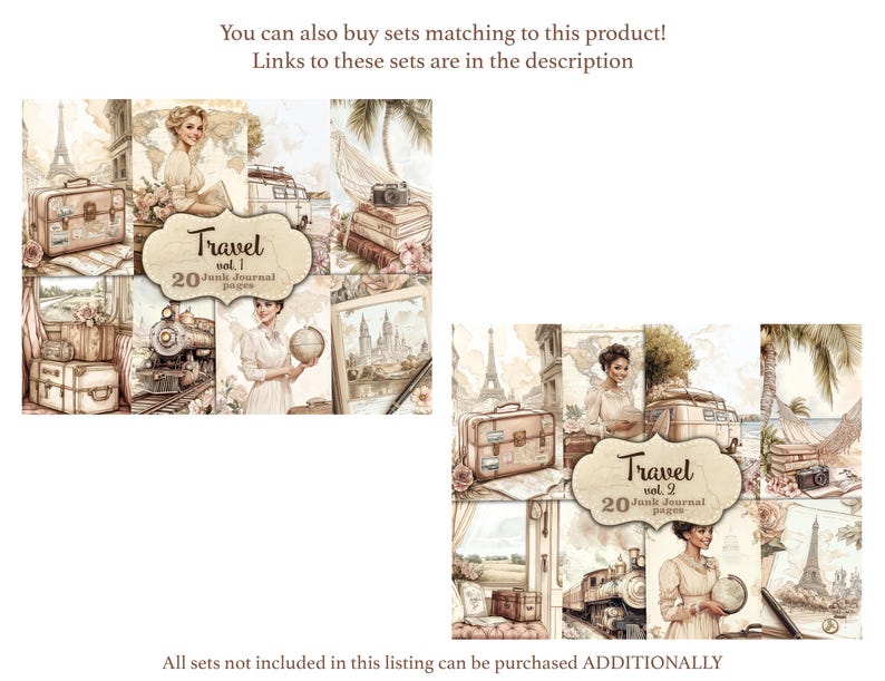 Vintage Travel Junk Journal Kit: Retro Collage Pages (digital Download ...