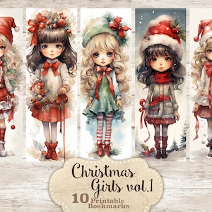 Marcadores de Natal para impressão, marcadores de Natal para meninas fofas, marcadores de Natal para impressão, pacote de marcadores, marcadores para impressão para mulheres
