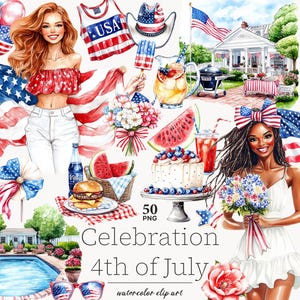 4 juillet Clip Art Illustrations patriotiques USA drapeau américain PNG Independence Day Graphics Celebration clipart USA png Téléchargement numérique