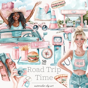 Road Trip Clipart: Grand Canyon, Route 66, Camper (PNG Paket)