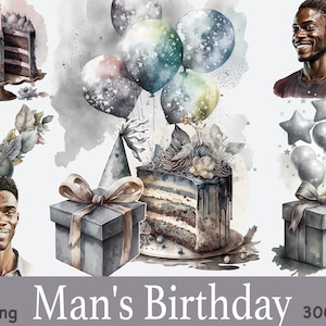 Mann Geburtstag Clipart, Papas Geburtstag Clipart, schwarzer Mann Geburtstag Clipart, Mann Geburtstag ClipArt, Junge Geburtstag Clipart, Geburtstag Clipart