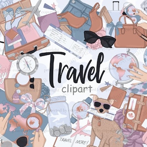 Travel Clipart for Planners, Vacation Illustration for Commercial Use, Vacation girl Clipart, summer travel clipart,  vacay clipart
