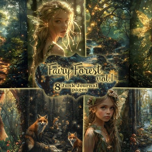 Fairy Wald Junk Journal Seite, Fantasy Junk Journal, Junk Journal, Magischer Wald Junk Journal, Märchen Junk Journal Papier
