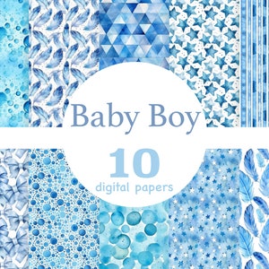Blauw babyjongen digitaal papier, babyjongen naadloos patroon, baby shower digitaal papier, baby shower naadloos patroon, blauwe baby grafische jpeg