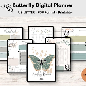Agenda digitale Butterfly - Monitoraggio della perdita di peso - Scarica PDF - Compatibile con Goodnotes e app simili
