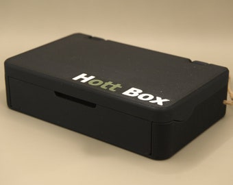 Hott Box schwarz, Mini Stash Box für unterwegs, Hülle für Cannabis, Ganja, Behälter für Zigaretten, Zigarren, Gelenke, Kifferbox, Weedbox