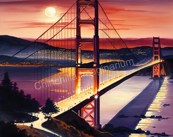 Golden Gate Bridge Art Print: San Francisco Watercolor Style (Digital Download)