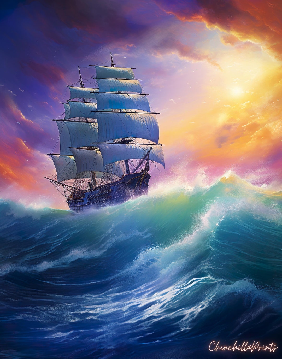 Pirate Ship Digital Art Prints Ship Art Print Warship Fantasy Art