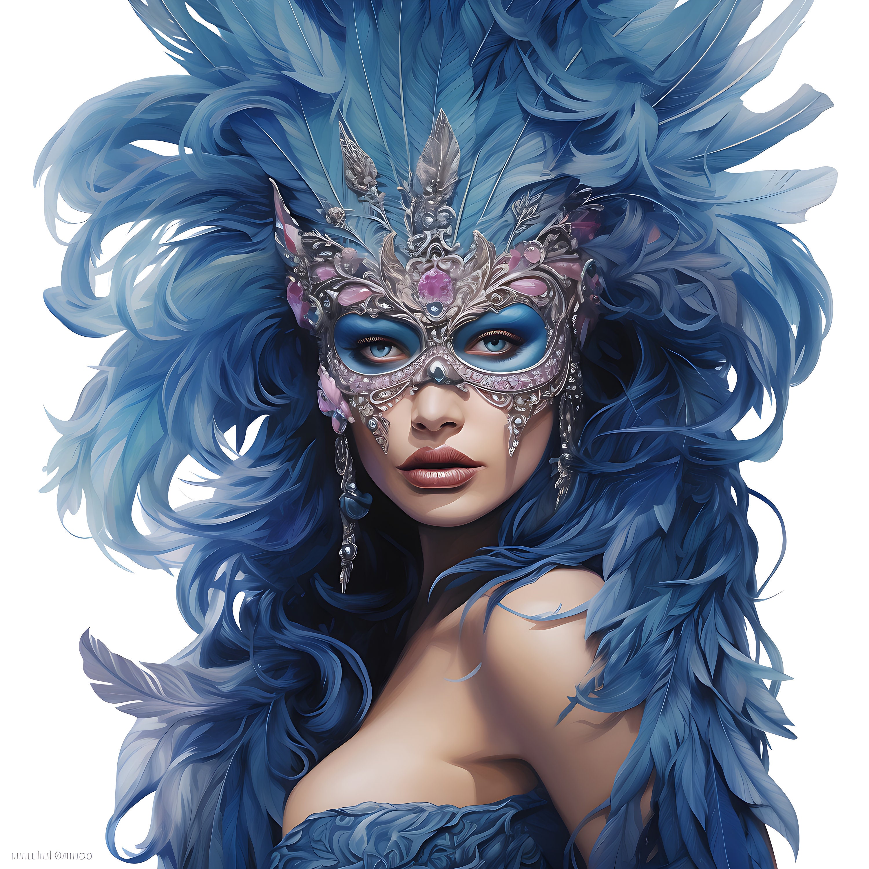 Masquerade Mask Portrait Prints: Venetian Carnival Digital