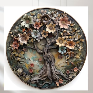 Set of 4 Art Nouveau Tree of Life 3D Poster (Digital Download)