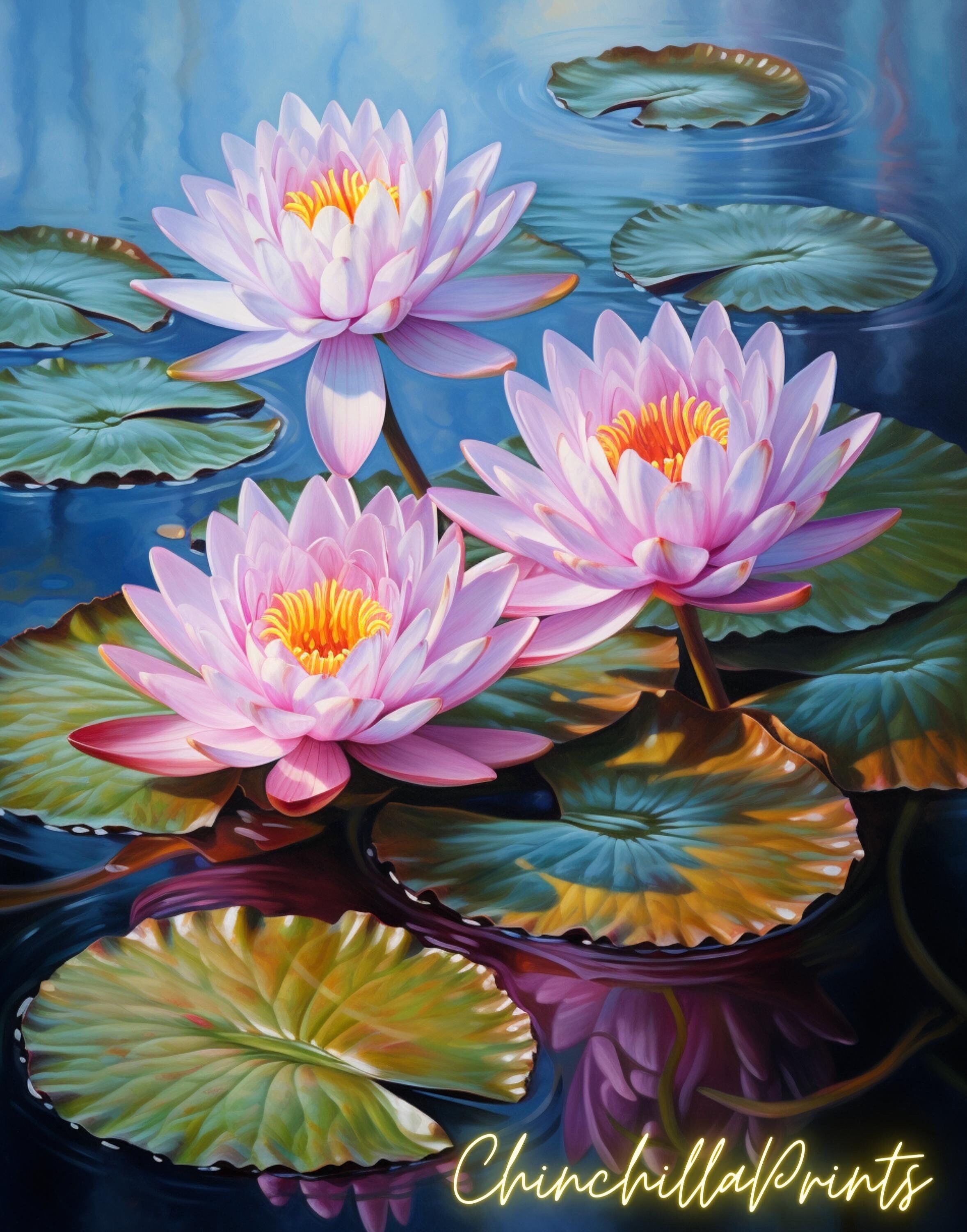 Set of 8 Lotus Flower Wall Art Print: Vintage Japanese Illustration ...