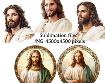 Jésus Fond transparent Fichiers PNG Sublimation Téléchargements numériques Aquarelle Utilisation commerciale