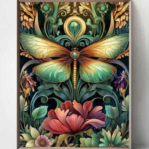 Jugendstil SchmetterlingeSet von 5 Prints Inspiriert von William Morris Vintage Poster Dark Academia