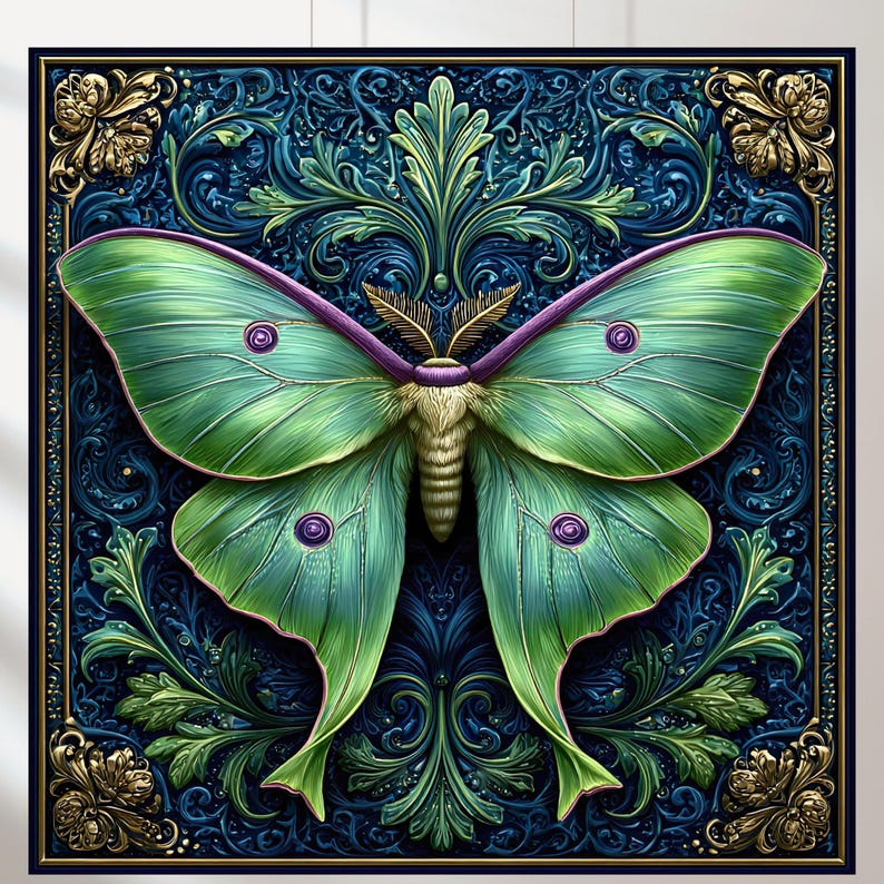 Art Nouveau Luna Moth Print Set: William Morris Floral Wall Art ...