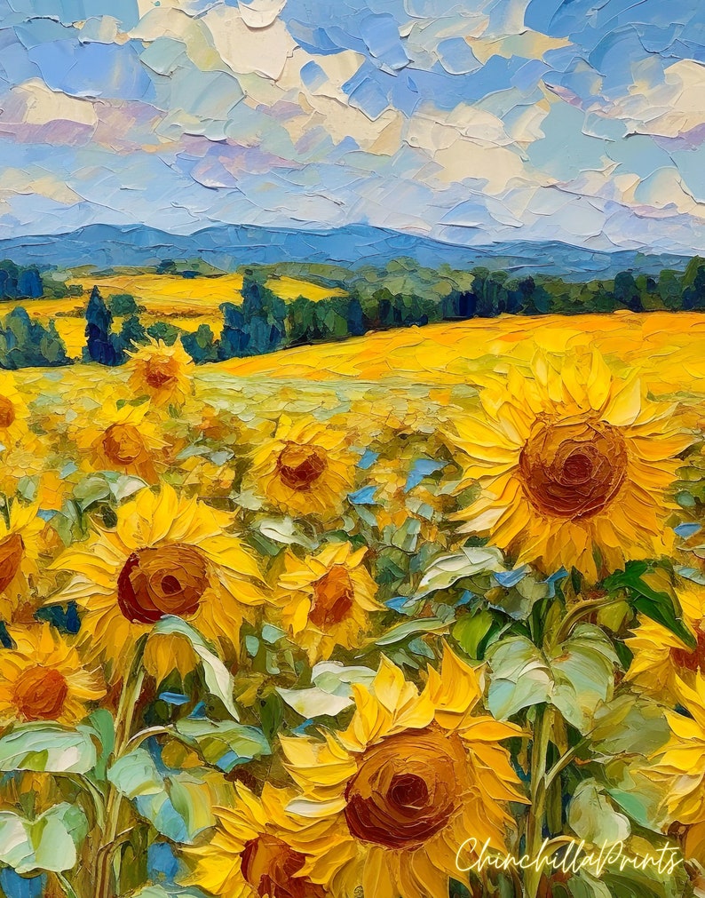 Sunflower Field Art Print. Sunflowers Art. Sunflowers Etsy