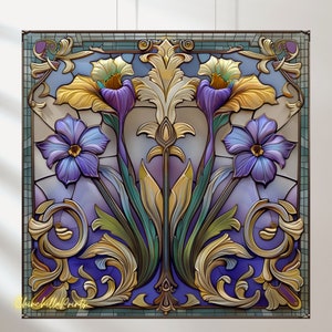 William Morris Shabby chic tile design, Pastel floral decors, Mallows, JPG files Design Great for Sublimation onto Metal Signs,