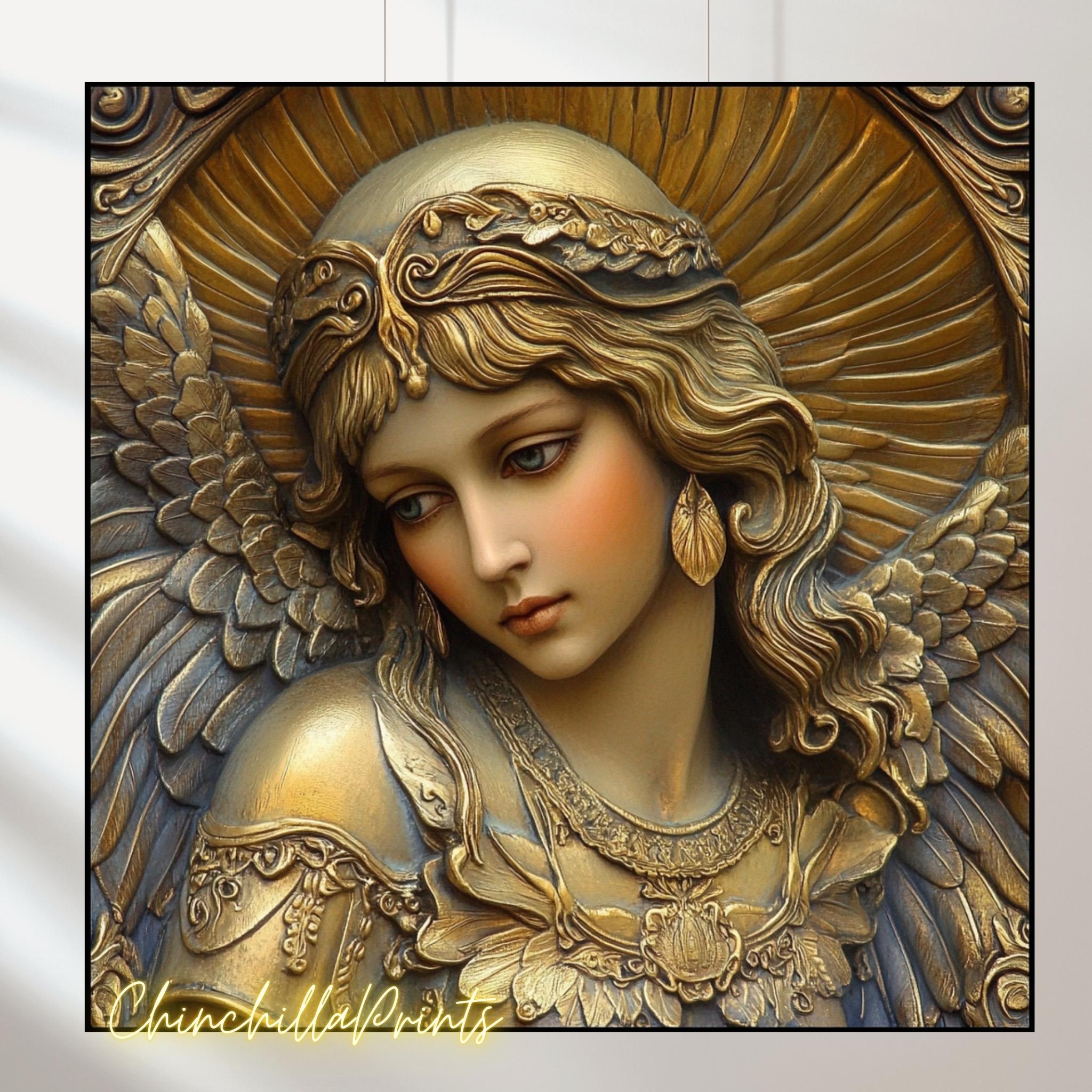 Art Deco Angel Print Set: Bronze Tile Design, 1930s Style (digital