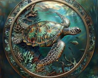Turtle 3D Set of 5, Decorative turtle, Design with a turtle,