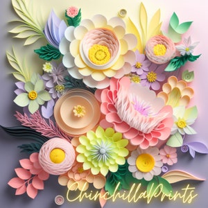 Quilling Art Flower Print Set: Paper Cut Design (Digital Download)