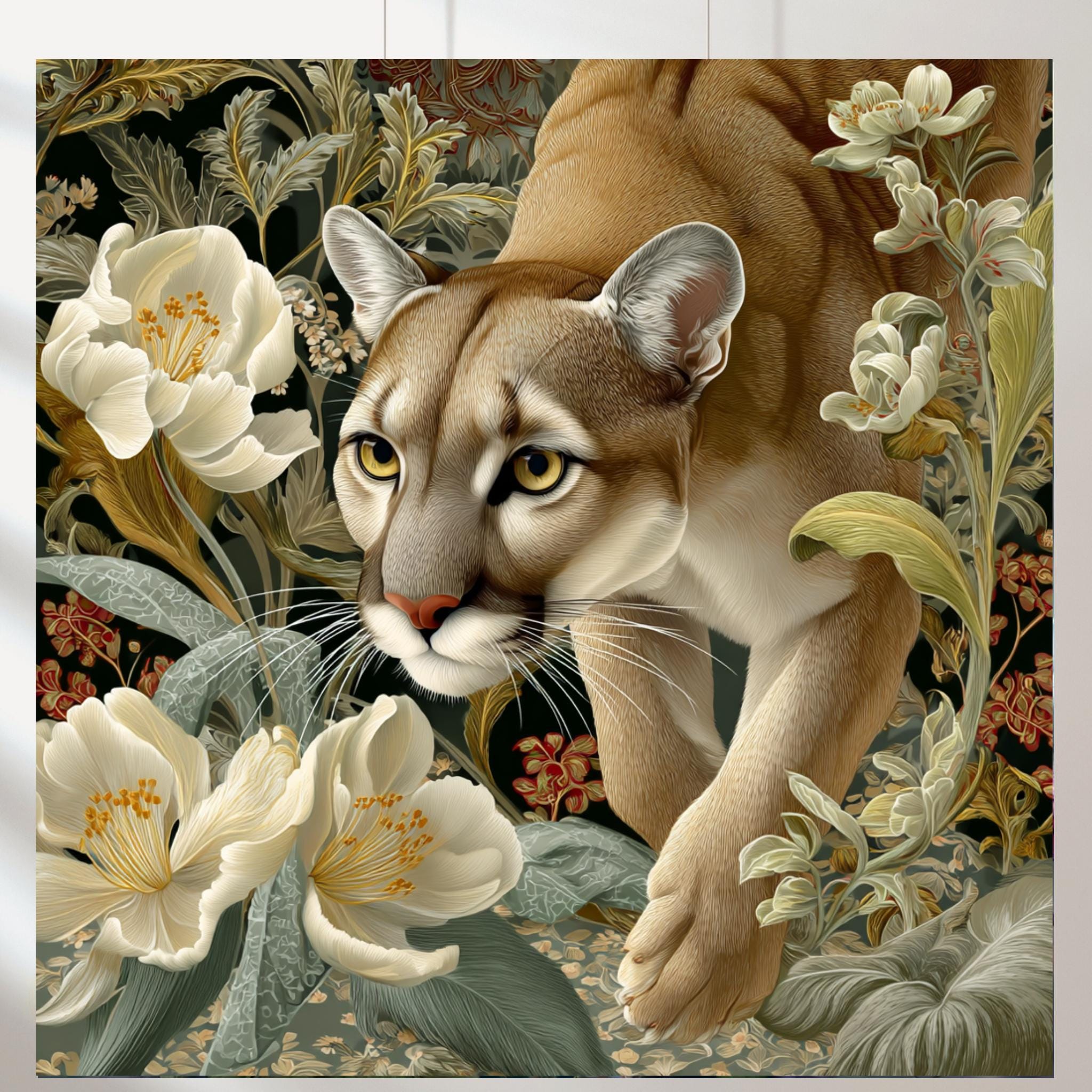Set of 5 Puma in Art Nouveau Style by William Morris Cougar