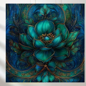 アールデコ調 16枚セット ヴィンテージフローラルスタイル インテリアの花モチーフ 壁や家具の装飾用 ステンドグラス 大型絵画 大理石