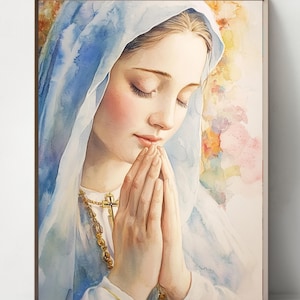 Blessed Virgin Mary Set of 5 Watercolor art, DOWNLOADABLE digital print, catholic printable, clipart, digital download, Christian