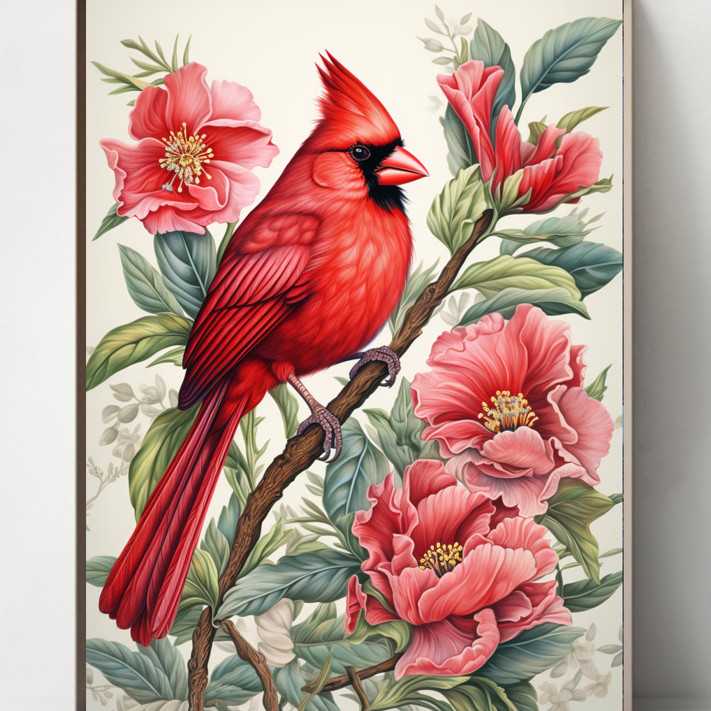 Red Cardinal Set of 5 Victorian Style - Etsy