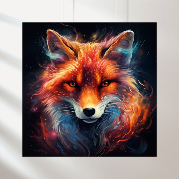 Fox, Fantasy art, fairytale art, fantasy print, fantasy fox art print, fox painting, fantasy forest art, fantasy  Butterflies Art