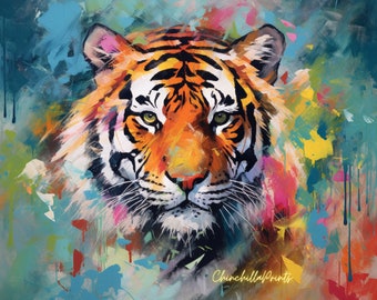 Tropical Tiger Art Print: Maximalist Animal Wall Decor (Digital Download)