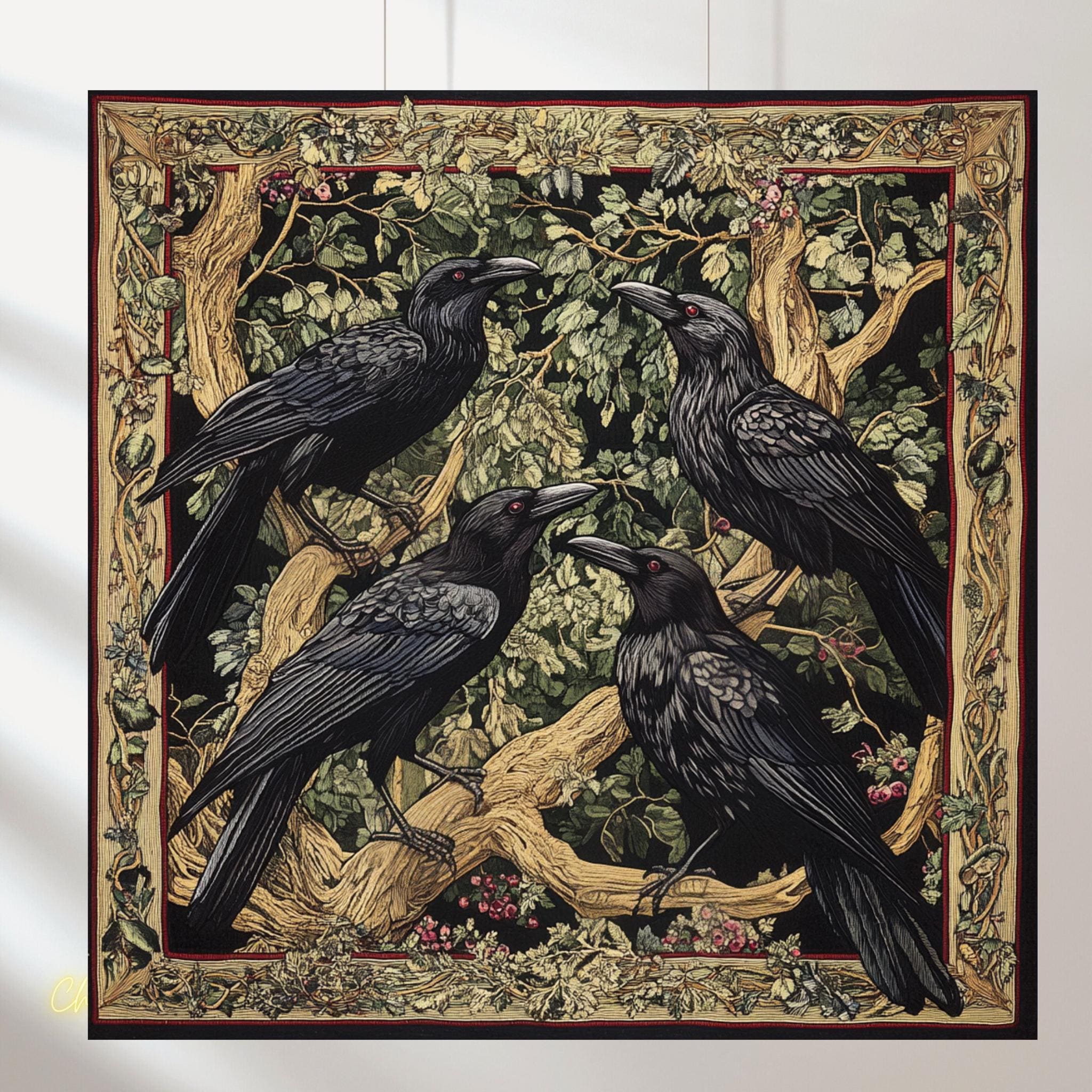 Raven Art Nouveau Poster: Gothic Victorian Crow Print (Digital Download)