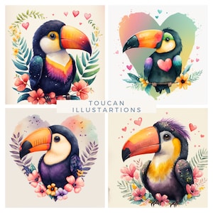 Toucan Wall art Tucan Painting  Watercolor Tucan Art Print Cute Tucan Nursery Decor Tropical Bird Digital Download