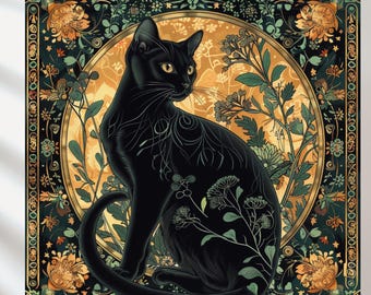 Set of 5 Cat, Cat in Art Nouveau style by William Morris