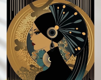 Art Deco Woman Print Set: Luxury Vintage Illustration (Digital Download)